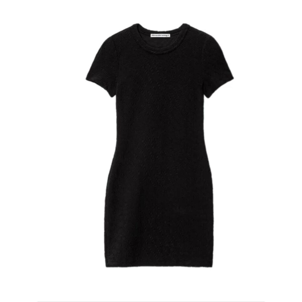 T Alexander Wang Crew Neck Short Sleeve Dress Black XS